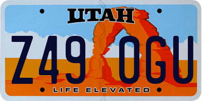 UT license plate Z490GU