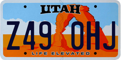 UT license plate Z490HJ