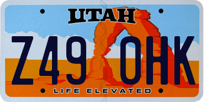 UT license plate Z490HK