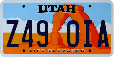 UT license plate Z490IA