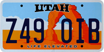 UT license plate Z490IB