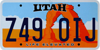 UT license plate Z490IJ