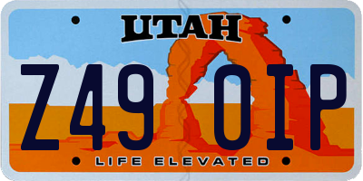 UT license plate Z490IP