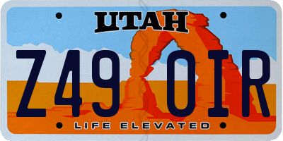 UT license plate Z490IR