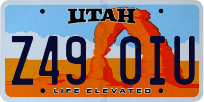UT license plate Z490IU