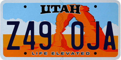 UT license plate Z490JA