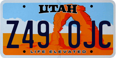 UT license plate Z490JC