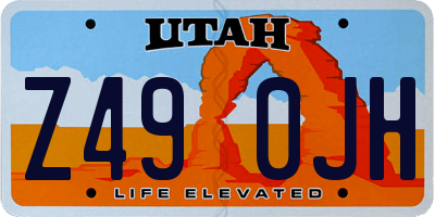 UT license plate Z490JH
