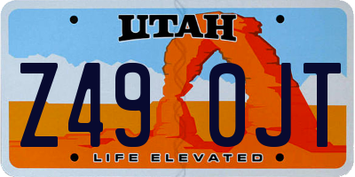 UT license plate Z490JT
