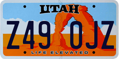 UT license plate Z490JZ