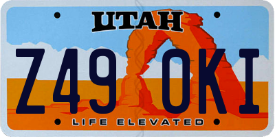 UT license plate Z490KI