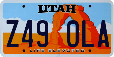 UT license plate Z490LA