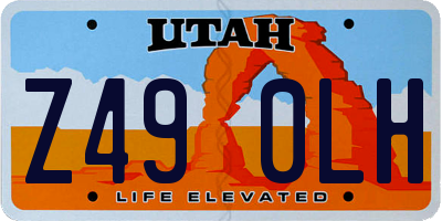 UT license plate Z490LH