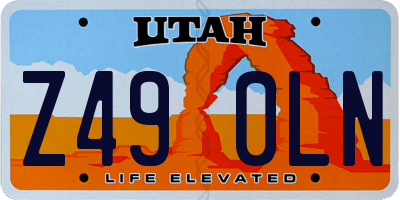UT license plate Z490LN