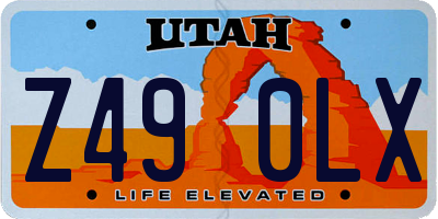 UT license plate Z490LX