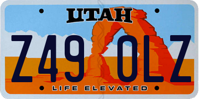 UT license plate Z490LZ