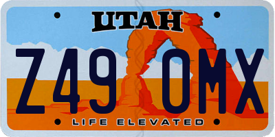 UT license plate Z490MX