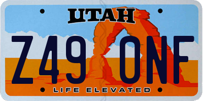 UT license plate Z490NF