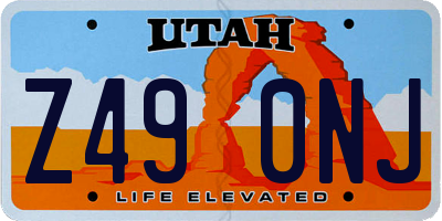 UT license plate Z490NJ