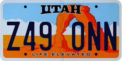 UT license plate Z490NN