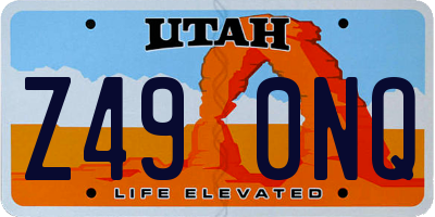 UT license plate Z490NQ