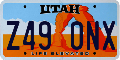 UT license plate Z490NX