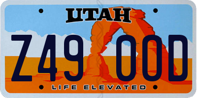 UT license plate Z490OD