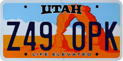 UT license plate Z490PK