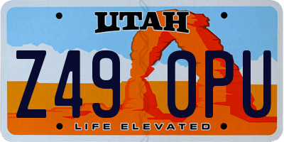 UT license plate Z490PU