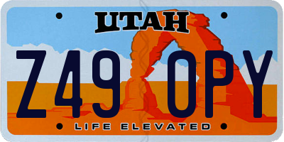 UT license plate Z490PY