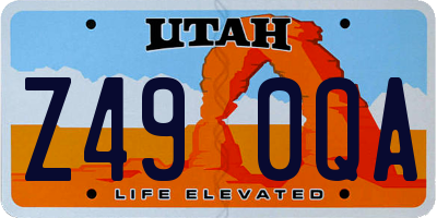UT license plate Z490QA