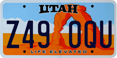 UT license plate Z490QU