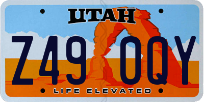 UT license plate Z490QY