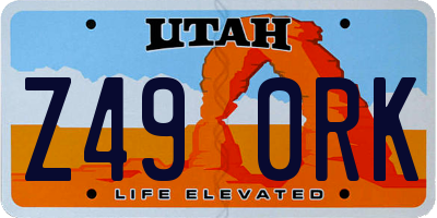 UT license plate Z490RK