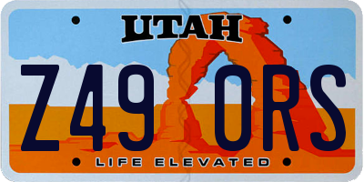 UT license plate Z490RS