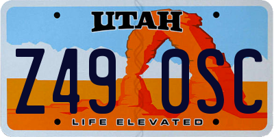 UT license plate Z490SC