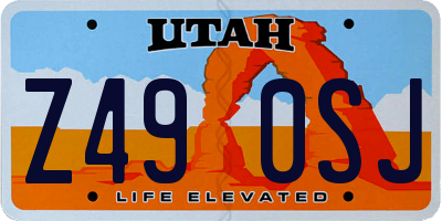 UT license plate Z490SJ