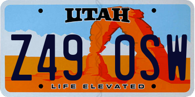 UT license plate Z490SW