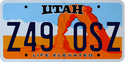UT license plate Z490SZ