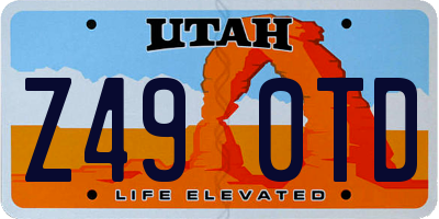 UT license plate Z490TD