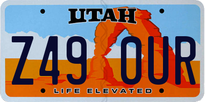 UT license plate Z490UR