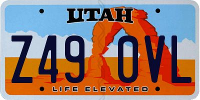 UT license plate Z490VL