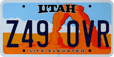 UT license plate Z490VR