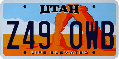 UT license plate Z490WB