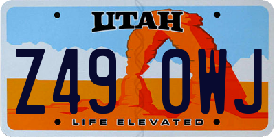 UT license plate Z490WJ