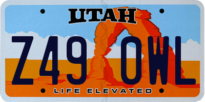 UT license plate Z490WL