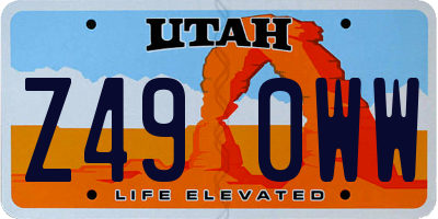 UT license plate Z490WW