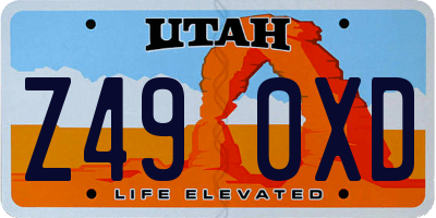 UT license plate Z490XD