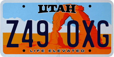 UT license plate Z490XG