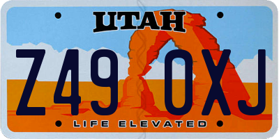 UT license plate Z490XJ
